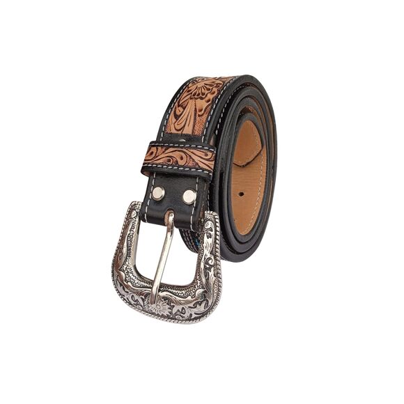 7146 Western Tooled Leather Beaded Belt For Men And Women main image 4
